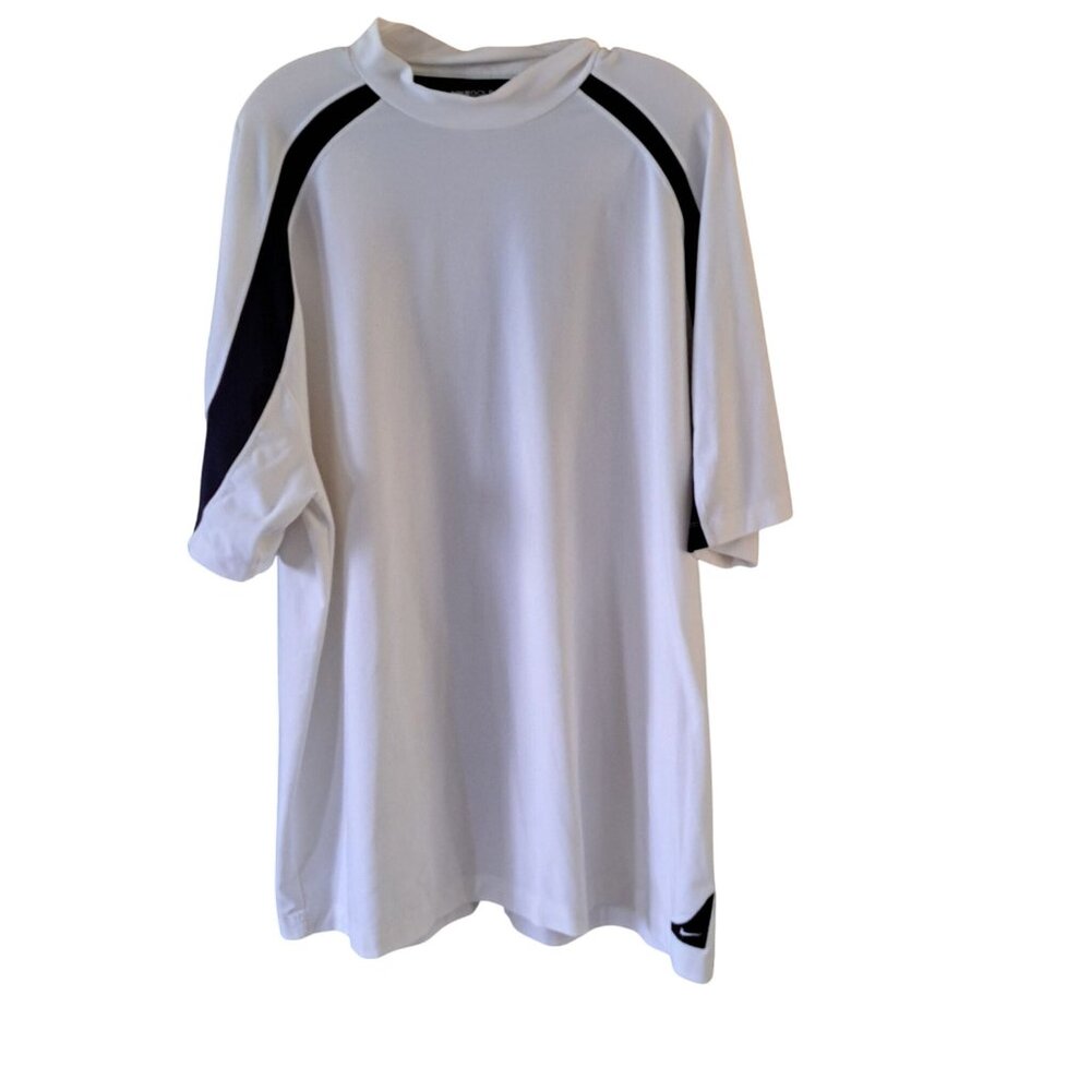 Nike Golf White Black Fit Dry Mock Neck Shirt Men's Size XXL